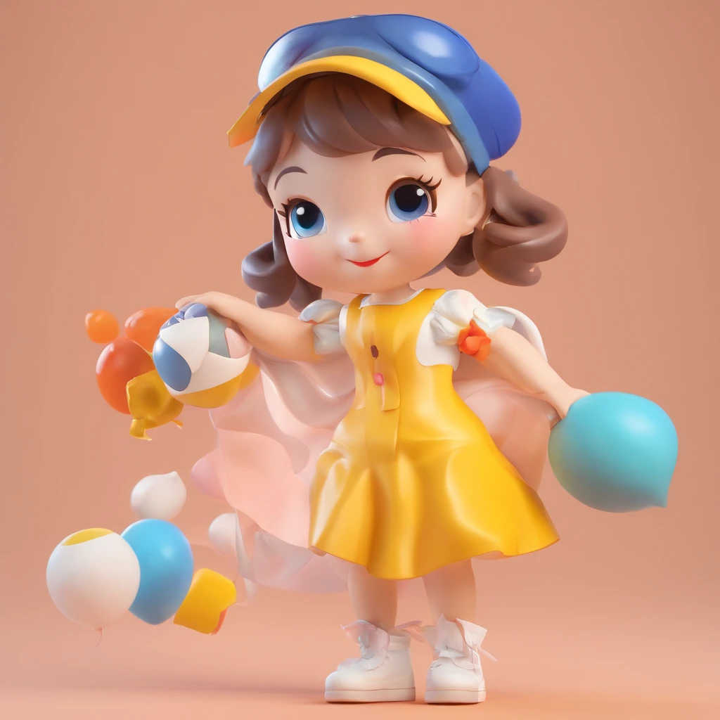 super cute girl IP by pop mart, Bright eyes, cherub,Little white dress, Clay, Models, a blind box toy, Glossy and delicate,Clean background, Good gloss, 3D rendering of,Best quality