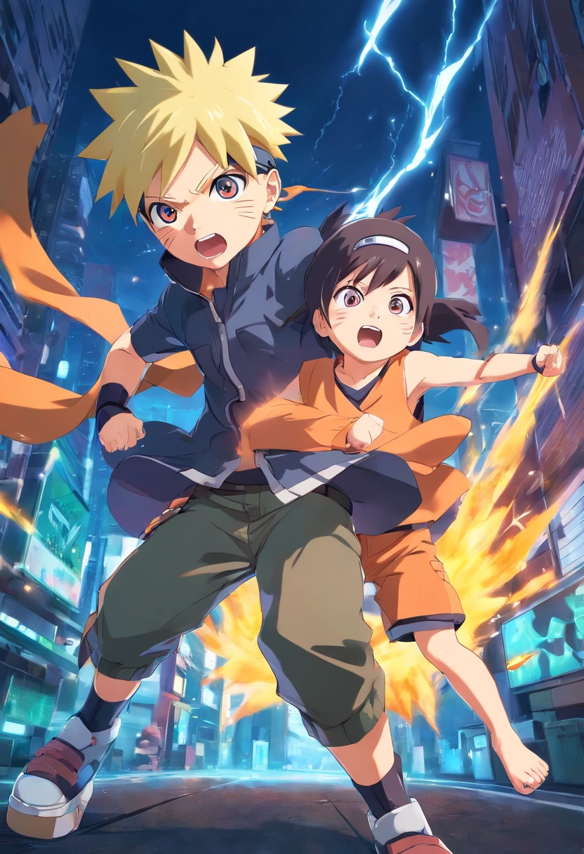 baby naruto attacking to kakashi