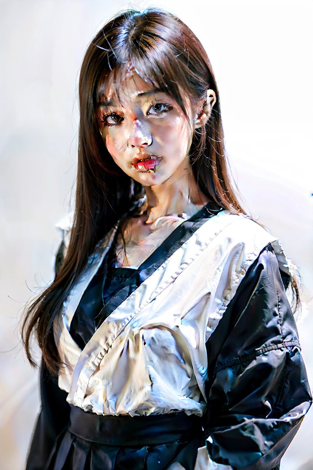 1girl in,校服,White background,