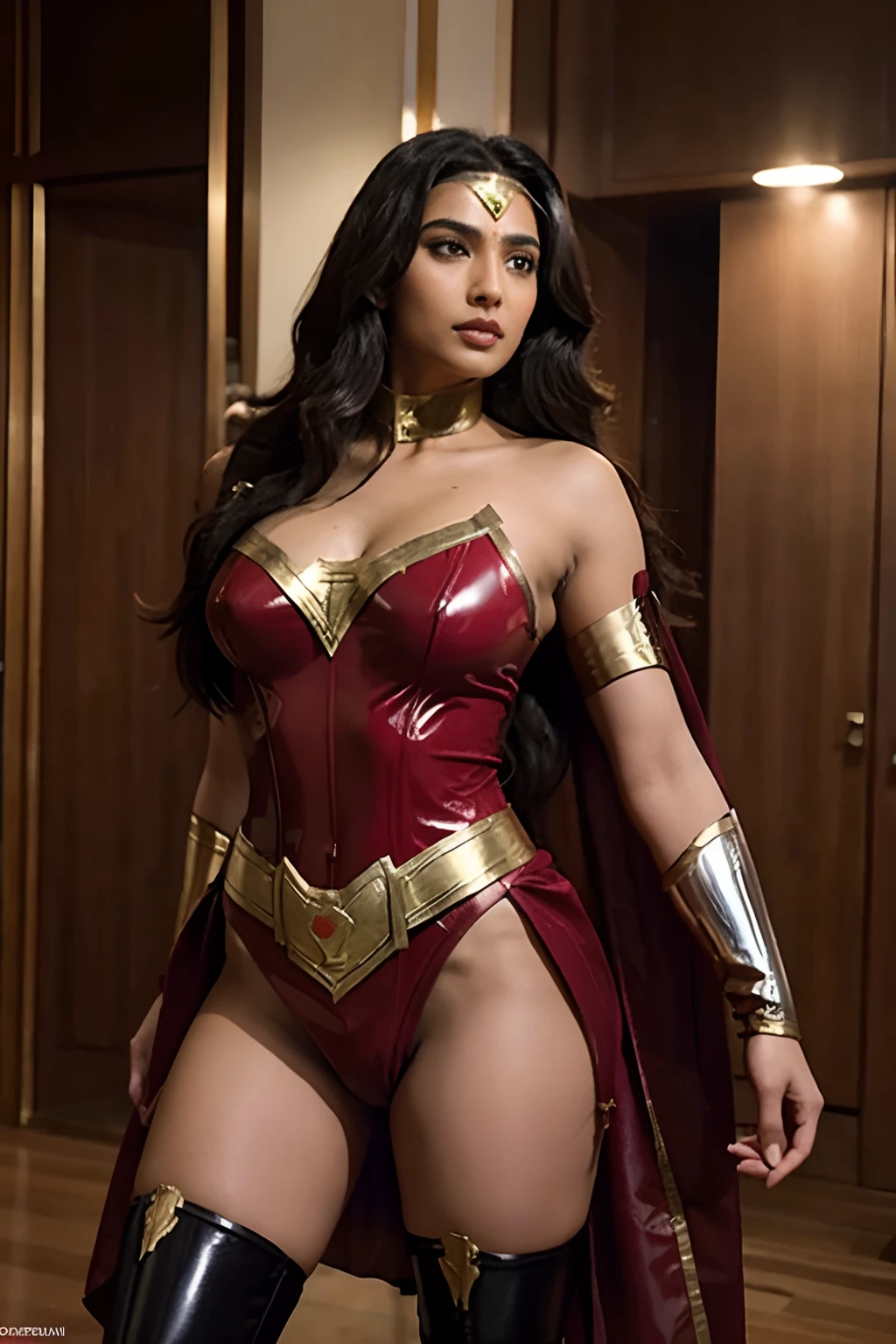 Latex Costumed Indian Wonder Woman and Long-haired Bearded Latex Costumed Indian Superman performing Penetrative Sex