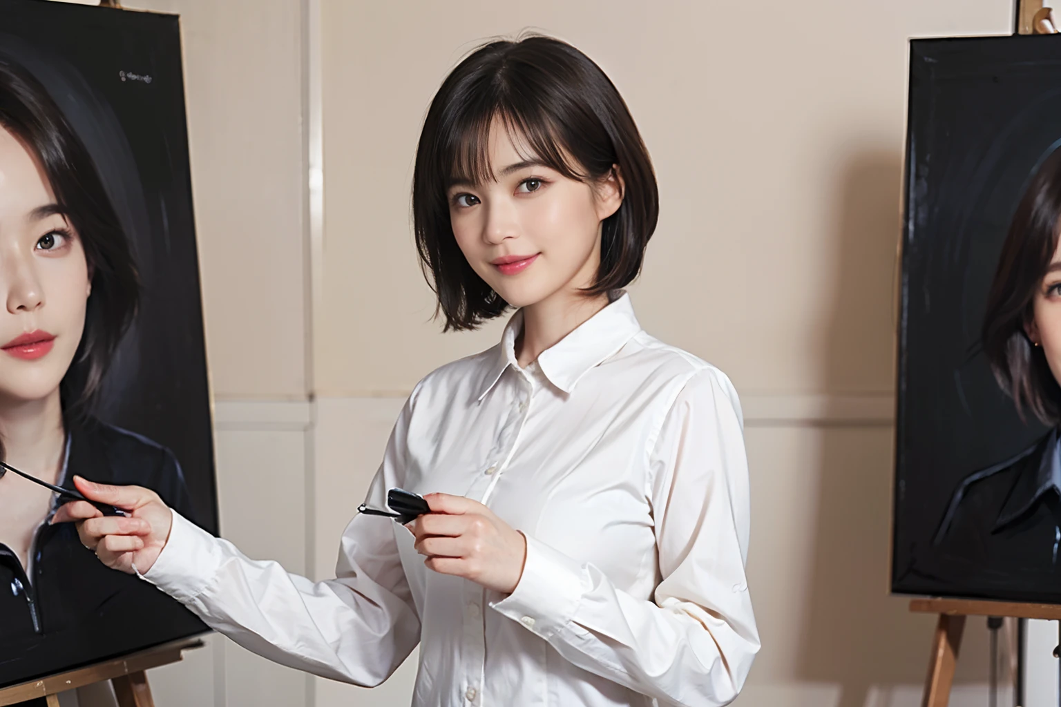 (((An illustration))),1 Japanese girl,(((she holds the tray with both hands、I have big breasts on it.)))、(((big black strap collar))),(((The whole body is bound with black leather straps..))),(white skin),(highest quality), table top, very delicate and beautiful, very detailed, 8k wallpaper, wonderful, finely, very detailedCGの統一性, High resolution, soft light, Beautiful detailed 19 year old, very detailed目と顔, beautifully detailed nose, finely beautiful eyes,short hair,cinematic lighting,outdoor、night view、perfect anatomy,very big breasts、heavy chest,(J cup),slender body,smile  (hair is dirty, asymmetrical bangs, light brown hair,), (embarrassing,blush:1.3),(((expose big breasts)))、(((expose the nipples)))、(((she holds the tray with both hands、I have big breasts on it.)))、platter,(((The whole body is bound with black leather straps..))),(((An illustration))),(((An illustration))),