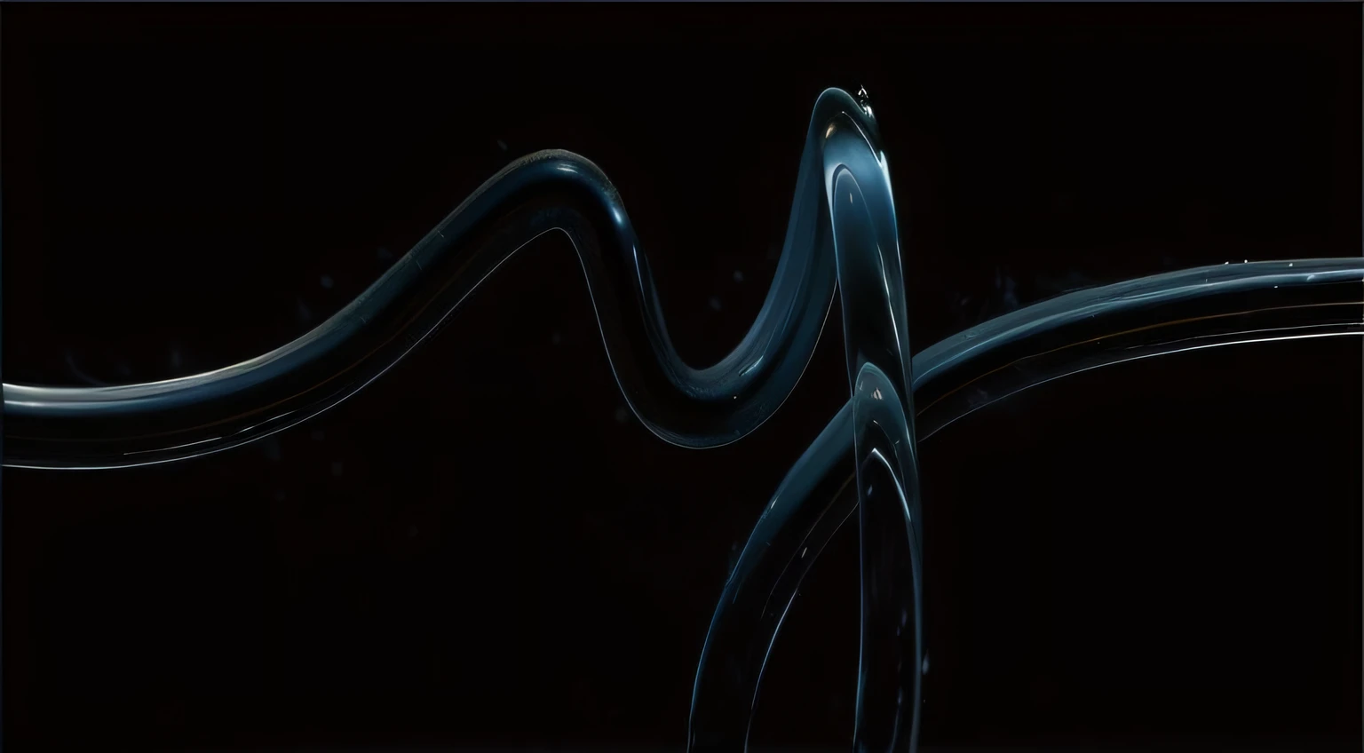 There is a black background,There is a black and white photo of a curved object on it, ethereal eel, flowing tendrils, james nares, liquid smoke twisting, high speed photography, ultra high speed photography, smoke tendrils, serpent, Swirling fluid smoky mystery, author:Adam Chmielowski, wispy tendrils of smoke, black fluid simulation