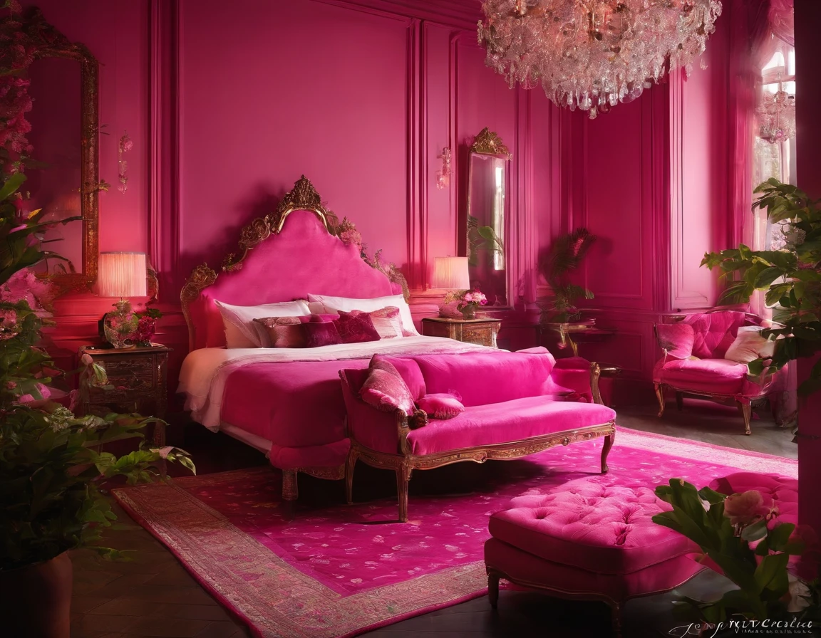 the night,Lovely pink bedroom