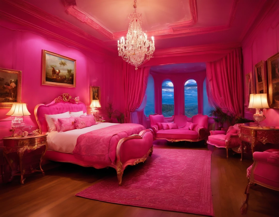 the night,Lovely pink bedroom