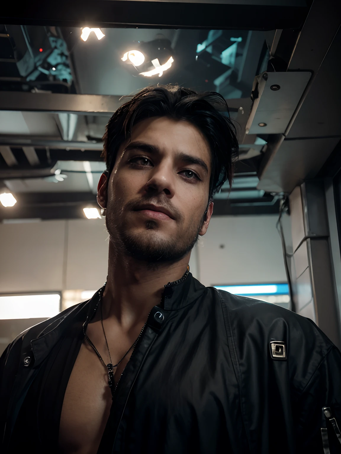 Change background cyberpunk handsome boy, realistic face, 8k, ultra realistic