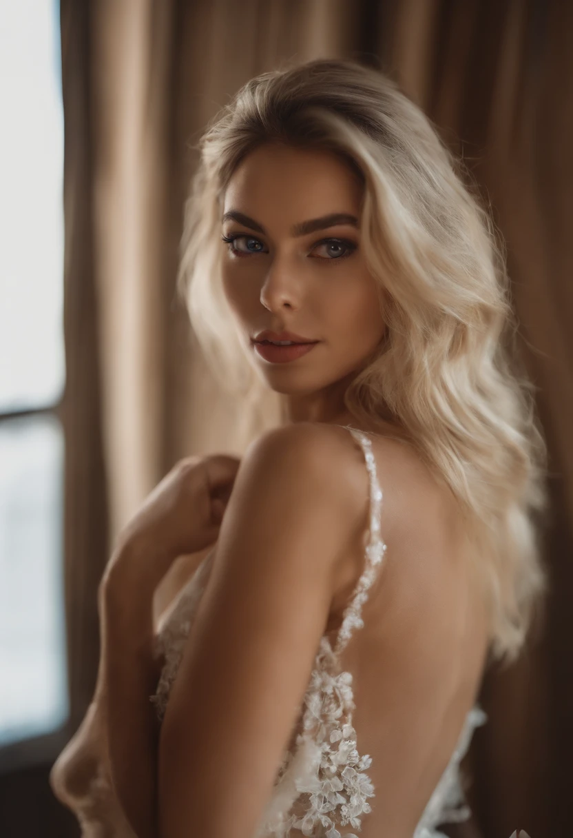 8k, masterpiece, RAW photo, en iyi kalite, fotorealistik, highly detailed CG unity 8k wallpaper, depth of field, Cinematic light, lens flaresi, ray tracing, (an extremely beautiful face, beautiful lips, Beautiful eyes), Face with intricate detail, (ultra-detailed skin), 1 girl, Dark, in deep shadows, beautiful ukranian girl, Ukranian model, 1 erkek, (a very fit and muscular body:1.3), (looking at the audience), (A GREAT TENACIOUS LOOK:1.3), (kolsuz), (Fashion City by Night, dark night, neon tabelalar, Blurred background), moda sokak gece, (arkada insan olmadan:1.3), beautiful earrings, bilezikler, kolye, pantyhose, clear eyes, Walking, (solgun ten), (big eyes), face forward, (upper body shot), (ipek renkli bir elbise:1.3), (blonde hair), (dar ve dantelli bir elbise), (saydam), (looking at the audience:1.3) open chest, very thin, medium-sized breasts, Don't turn your back, (Rear shot), saydam, Buttocks of medium size,. No shirt, big boobs