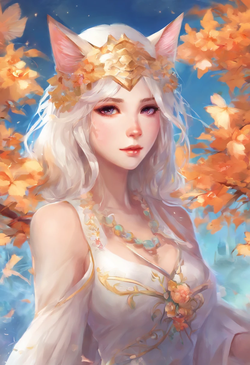 NSFW, masutepiece, (Best Quality:1.2), (Sharp Focus:1.2),, 1 girl, Slim Girl, Cat ears,, Detailed face, 年轻|Cute face, blush, Natural breasts, Thin arms,white hair,cat ear,animesque,Fantastical,2-dimensional,parka