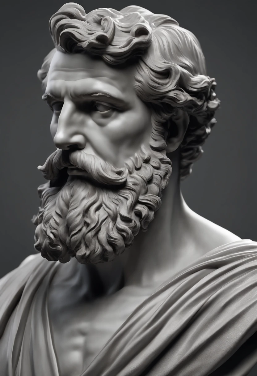 a close up of a bust of a man with a beard, cinematic bust portrait, realistic 8k bernini sculpture, cinematic bust shot, highly detailed sculpture, cinematic close-up bust shot, greco roman statue, roman emperor, bust portrait, high detail iconic character, bust with intricate details, zbrush art, bust with a beautiful neck, bust