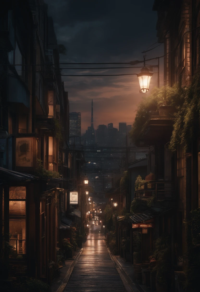 TOKYOcty, nighttime scene、Buildings,Oil Paint Style, Apocalypse, Best Quality,Ethereal, 4K,8K, hight resolution, masutepiece:1.2, Ultra-detailed, Photorealistic, Texture, Vibrant colors, Dramatic Lighting, conceito, exquisitedetails, Ethereal, Mysterious,