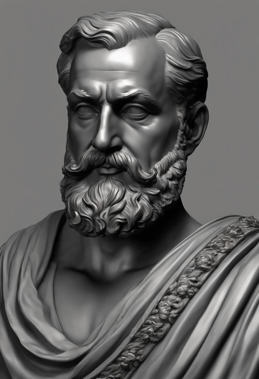 a close up of a bust of a man bald with a beard, cinematic bust portrait, realistic 8k bernini sculpture, cinematic bust shot, highly detailed sculpture, cinematic close-up bust shot, greco roman statue, roman emperor, bust portrait, high detail iconic character, bust with intricate details, zbrush art, bust with a beautiful neck, bust.
