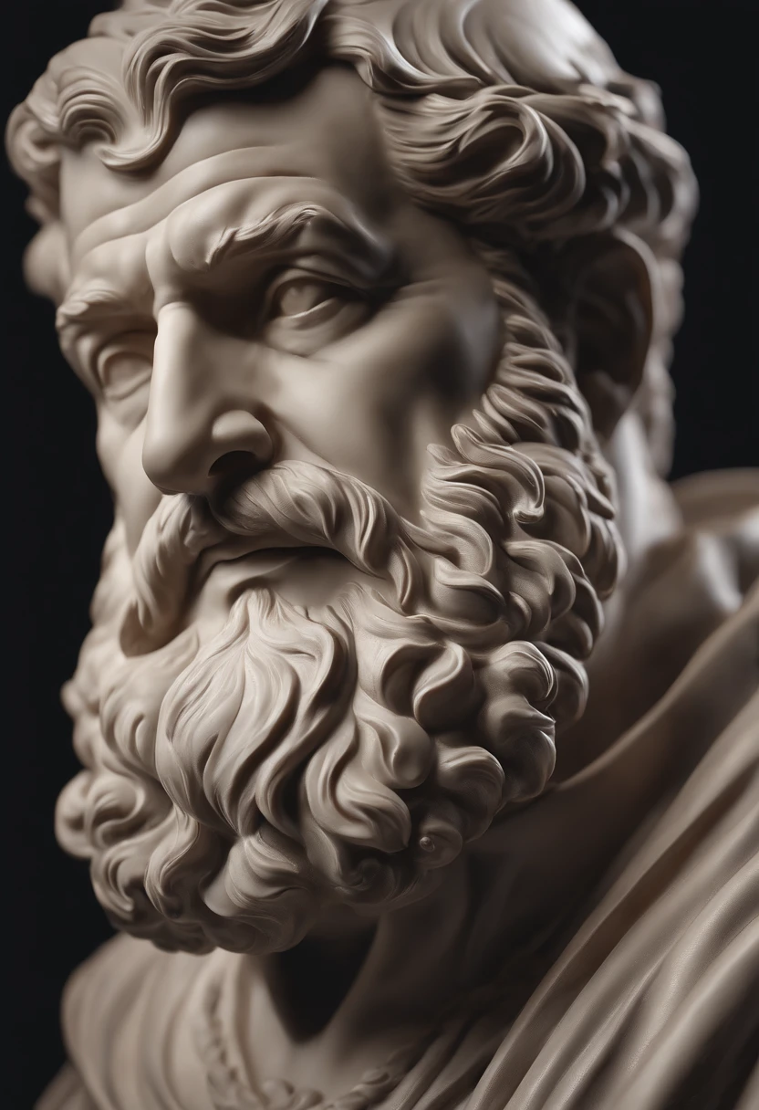 a close up of a bust of a man bald with a beard, cinematic bust portrait, realistic 8k bernini sculpture, cinematic bust shot, highly detailed sculpture, cinematic close-up bust shot, greco roman statue, roman emperor, bust portrait, high detail iconic character, bust with intricate details, zbrush art, bust with a beautiful neck, bust.