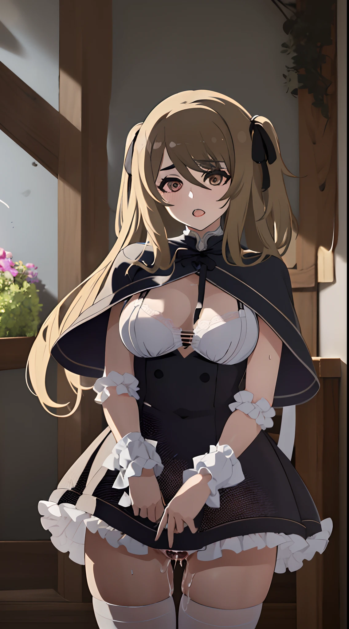 masterpiece, best quality, absurdres , perfect anatomy , Kuo Shenlin ,long hair, bright hair color,((vaginal)) , cameltoe ,(((sex))), nsfw ,penis,1girl, 1boy,(((busty))),show off nipple ,cum in pussy,(((bukkake))) ,Lace ,heart shaped pupils, girl trembling with sexual climax ,steam, Lustrous skin, Dramatic light, witch