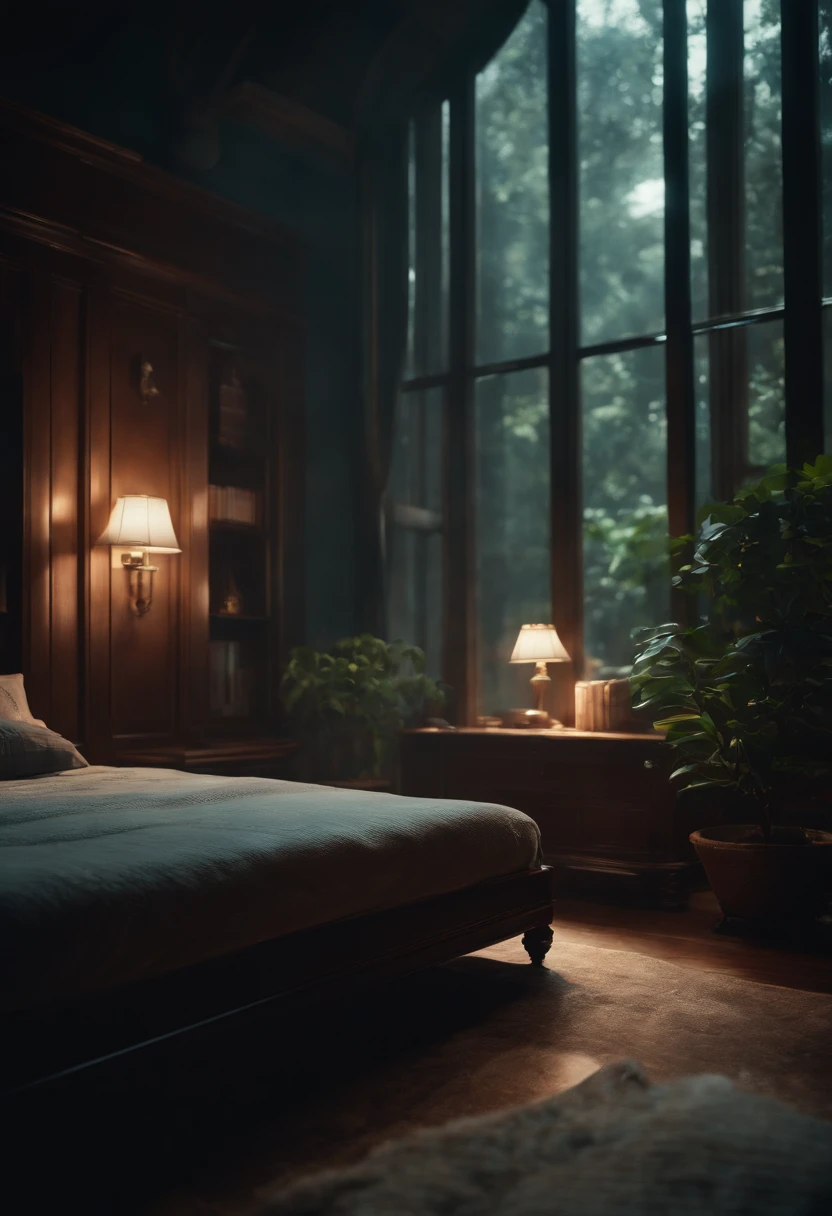 Best Quality, hight resolution, Stylized, Concept art, translucent tesseract, sci-fi mansion inside