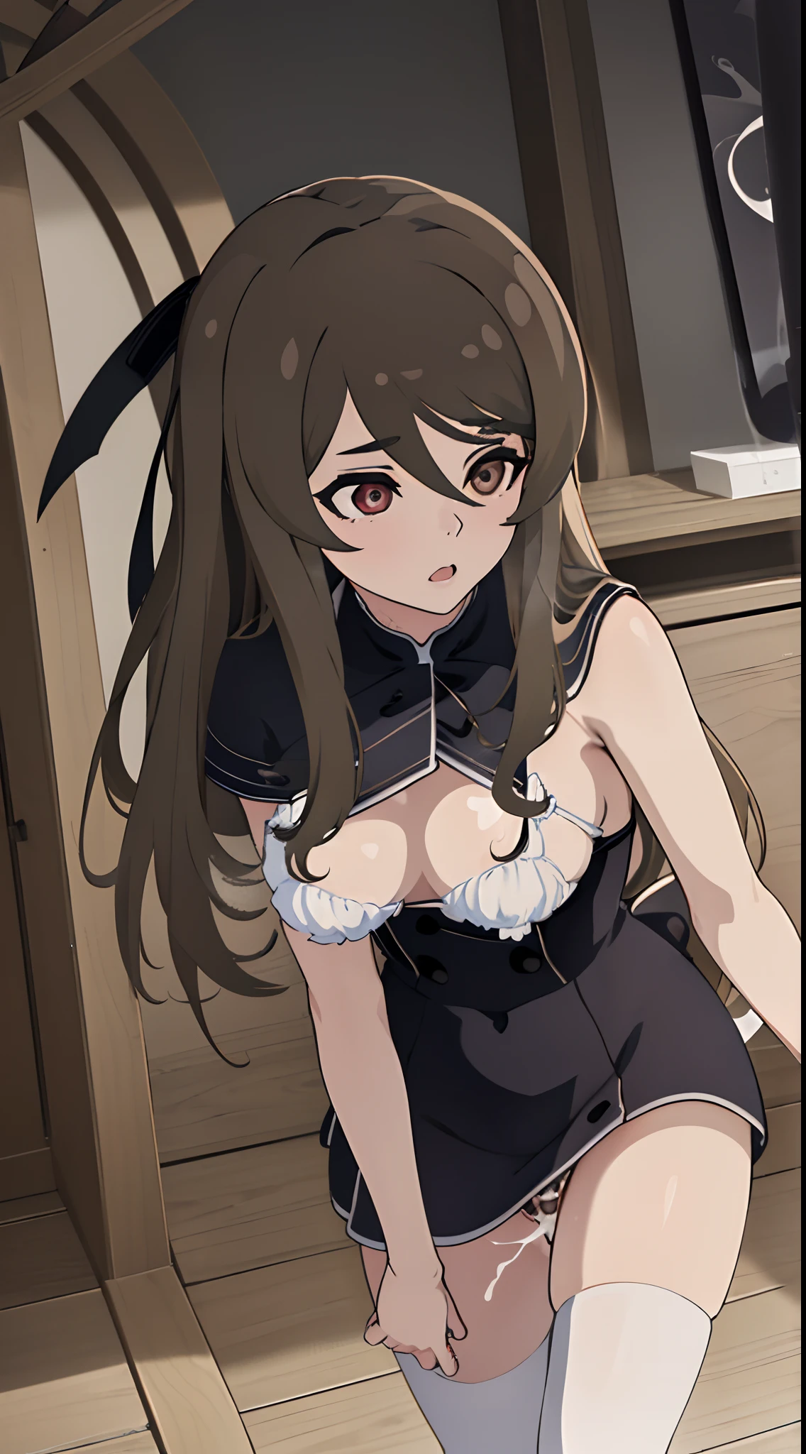 masterpiece, best quality, absurdres , perfect anatomy , Kuo Shenlin ,long hair, bright hair color,((vaginal)) , cameltoe ,(((sex))), all fours, nsfw ,penis,1girl, 1boy,(((busty))),show off nipple ,cum in pussy,(((bukkake))) ,Lace ,heart shaped pupils, girl trembling with sexual climax ,steam, Lustrous skin, Dramatic light, witch