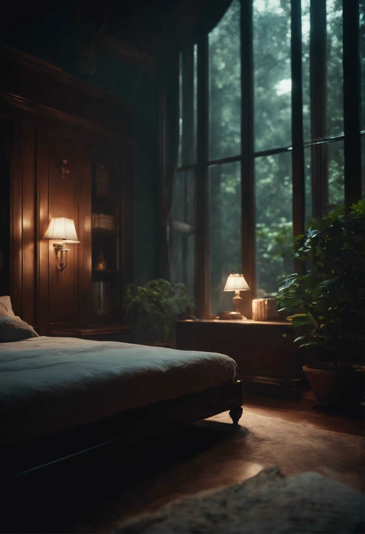 Best Quality, hight resolution, Stylized, Concept art, translucent tesseract, sci-fi mansion inside