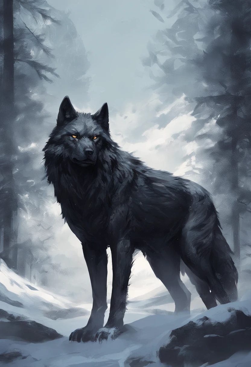 wolf gigantic black humanoid wolf.
