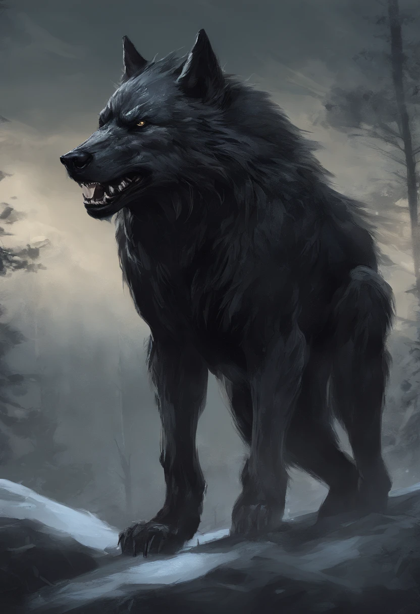 werewolf gigantic black humanoid wolf.
