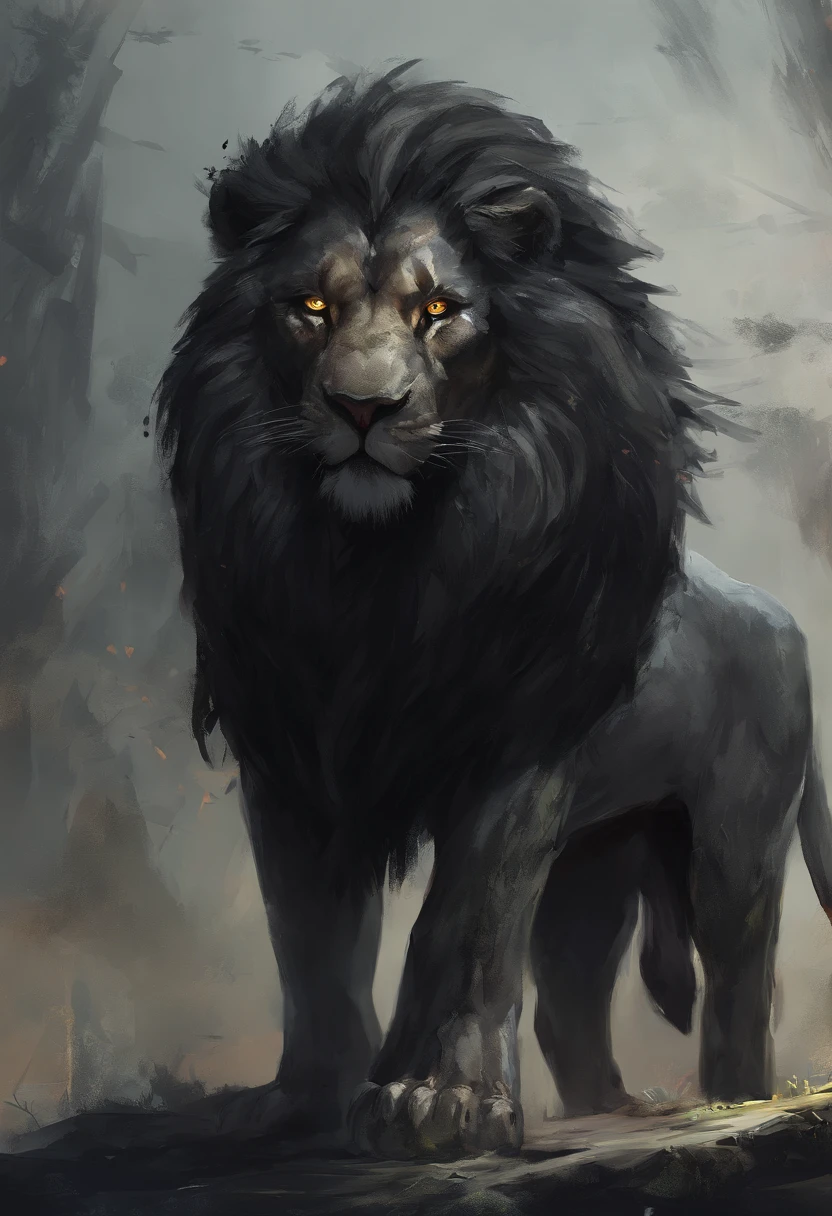 Lion gigantic black humanoid Lion.