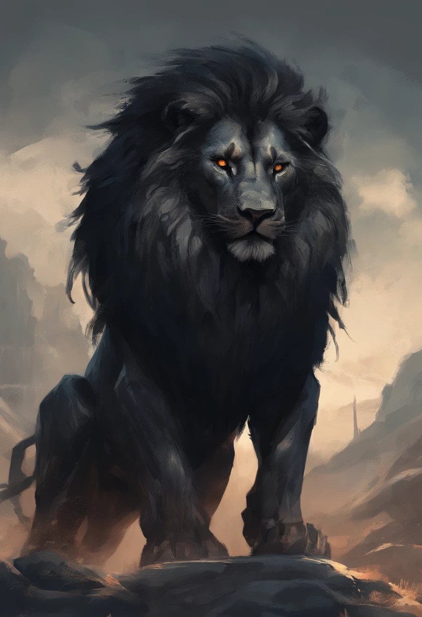 Lion gigantic black humanoid Lion.