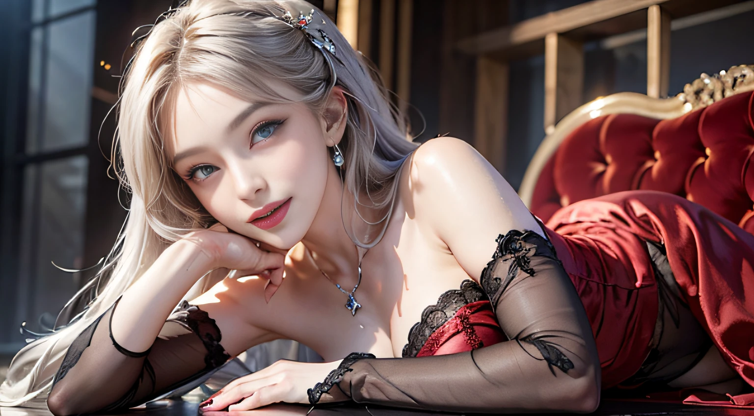 (Original photo: 1.2), (Reality: 1.4), (Clarity: 1.2), (A woman), (Perfect body proportions), ((Extremely lush hair)), (Unshaved))), (((Perforated lover)), (Lip ring, ring, navel ring, nose ring)), (High jumper figure), (Dance sports pose), ((Breast: 1.8), (Areola: 2), ( Pectoralis major: 1.0), (sternocleidomastoid muscle: 1.0), (abs: 0.7), (buttocks: 1.6), (gluteus maximus: 1.8), (biceps: 1.2), (deltoids: 1.4), (groin: 2), (:2), pale skin, thin skin, seductive expression, double eyelids, gold glasses, jelly textured lips, glowing lips, cherry small mouth, small upturned lips, (grinning), (sticking out tongue), (saliva marks)), moles under the eyes, ((( Detailed skin textures))), real pores)), textured skin, (((dynamic pose))), (lie down, raise the soles of the feet, cross legs,, white nails, white toenails, Greek toes, camel toes (((legs apart))), (((knees raised)), lying on a mirror), ((mirror with a silver pattern border)) , (wearing transparent plastic textured feathers))), slipped shoulder straps, slipped down clothes, soaked clothes), ((((no underwear)) )),(((((No panties))))),(No socks))))))),(Wearing gemstone rings, ruby bracelets, amber necklaces, golden Buddha beads rosary),(((Gemstone tongue studs),(Gemstone navel), (Lower abdomen decorative gem setting), Opal jewelry, Gemstones refracting dazzling light, gold thin chains))), (Dynamic hair, Sagging hair, Wet hair, Wet skin texture), (((Champagne bath))), sweaty all over, shiny skin, glowing skin, radiant, Eyes looking at the camera, ((purple massage stick on the ground, wine jug, wine glass, small plastic stick, clothes, milky white liquid,)), (lens seen from below), (Dionysian festival in the forest, half-sheep, dwarfs, dancing, someone playing guitar, cocktail in hand, music is playing), high quality detail, very high texture, dim light, photography studio photo exposure, photography studio lighting, ((backlight, light from behind)) , (HDR:1.4), surrealism, (16K), Masterpieces, ((lots of detail, surreal