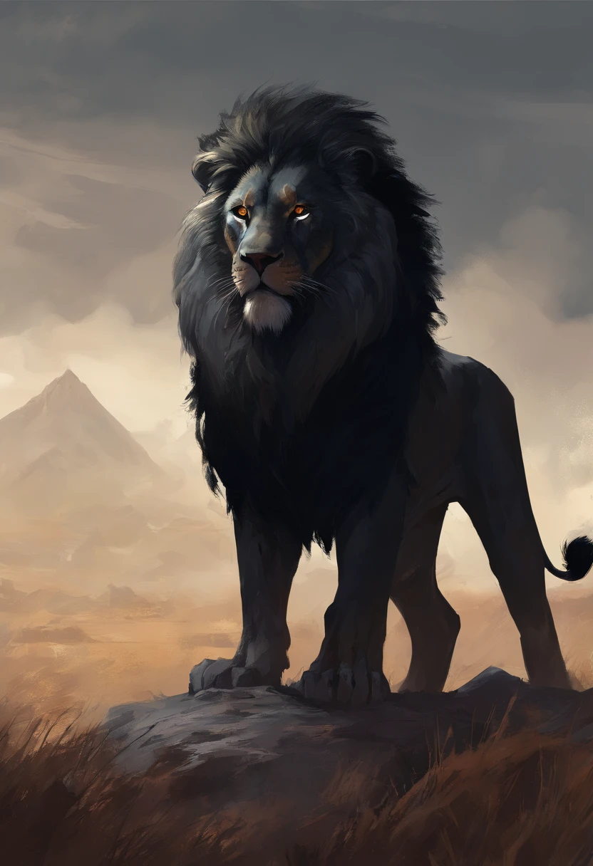 Lion gigantic black humanoid Lion.