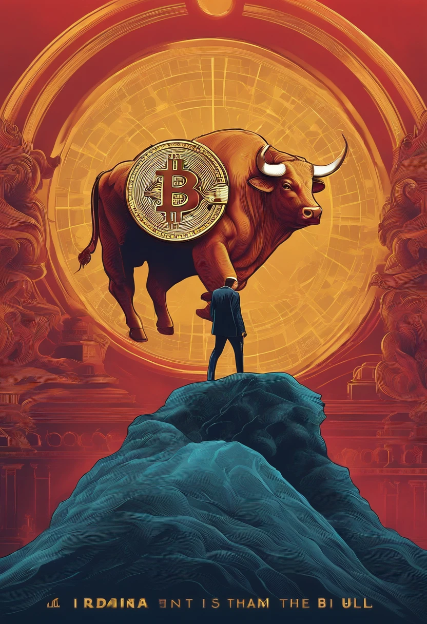 I need a promotional poster，Required to show that Bitcoin is in the midst of a bull run