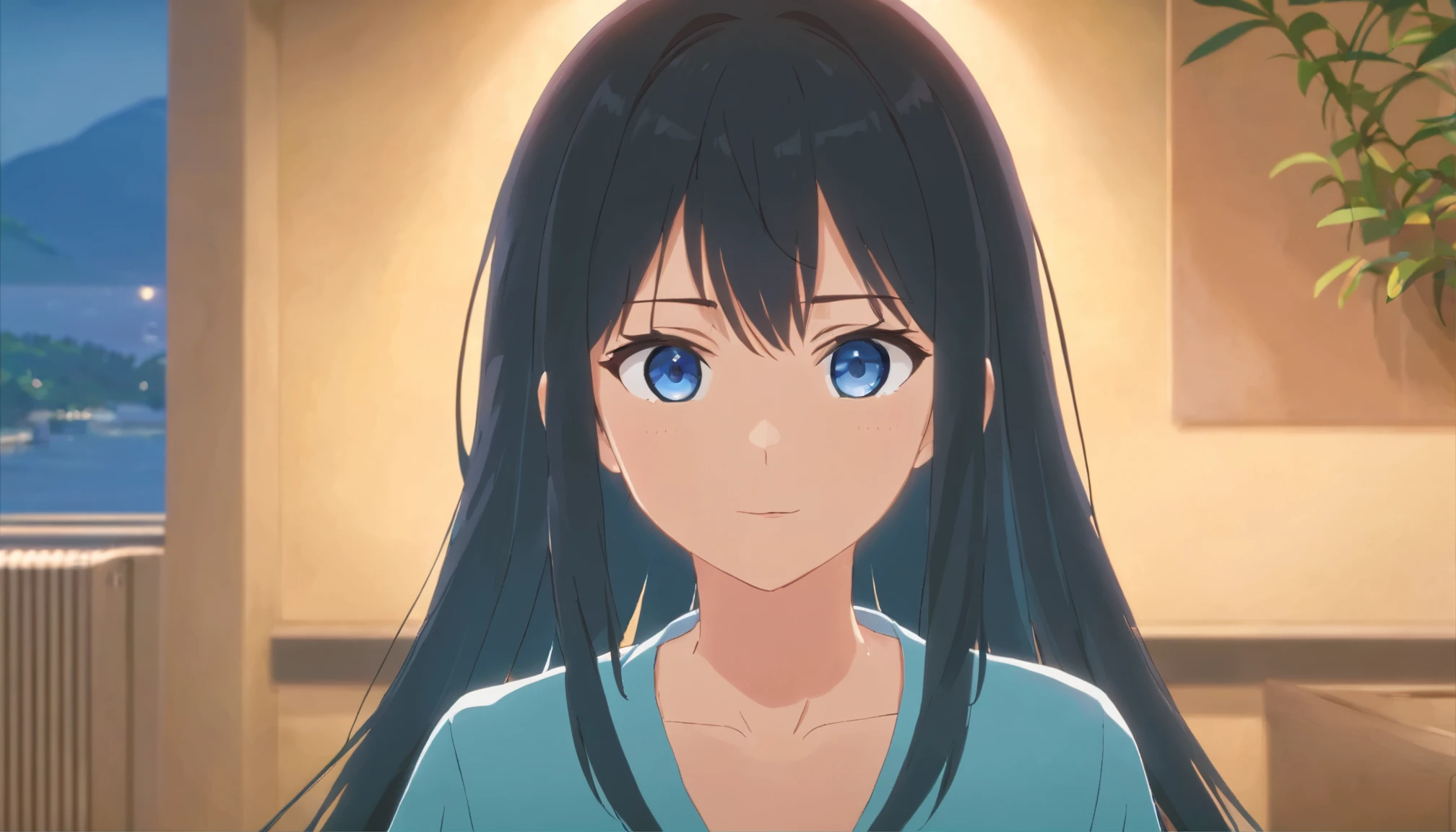 {solo person},Long black hair,Bust photo,small heads,Superior proportions,A beautyful girl,Shoulder-length hair,mature,Tall,A4 waist,Cocked buttocks,Long legs,Quiet,cabelos preto e longos,blue color eyes,Qi bangs,One-size-fits-all bangs,Royal sister hairstyle,Pin the lily to your hair,extremely delicately detailed,Fine finger detailing,{Delicate hair portrayal},Gorgeous light and shadows,The ultimate HD face depiction,4k画质,A masterpiece,Delicate hand description,Clear five fingers,{Gorgeous light and shadows},