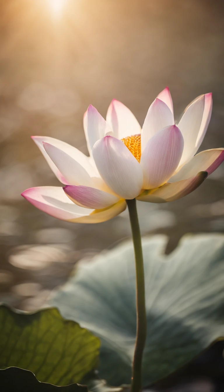 lotus flower, artistic conception, Light shines straight down from above