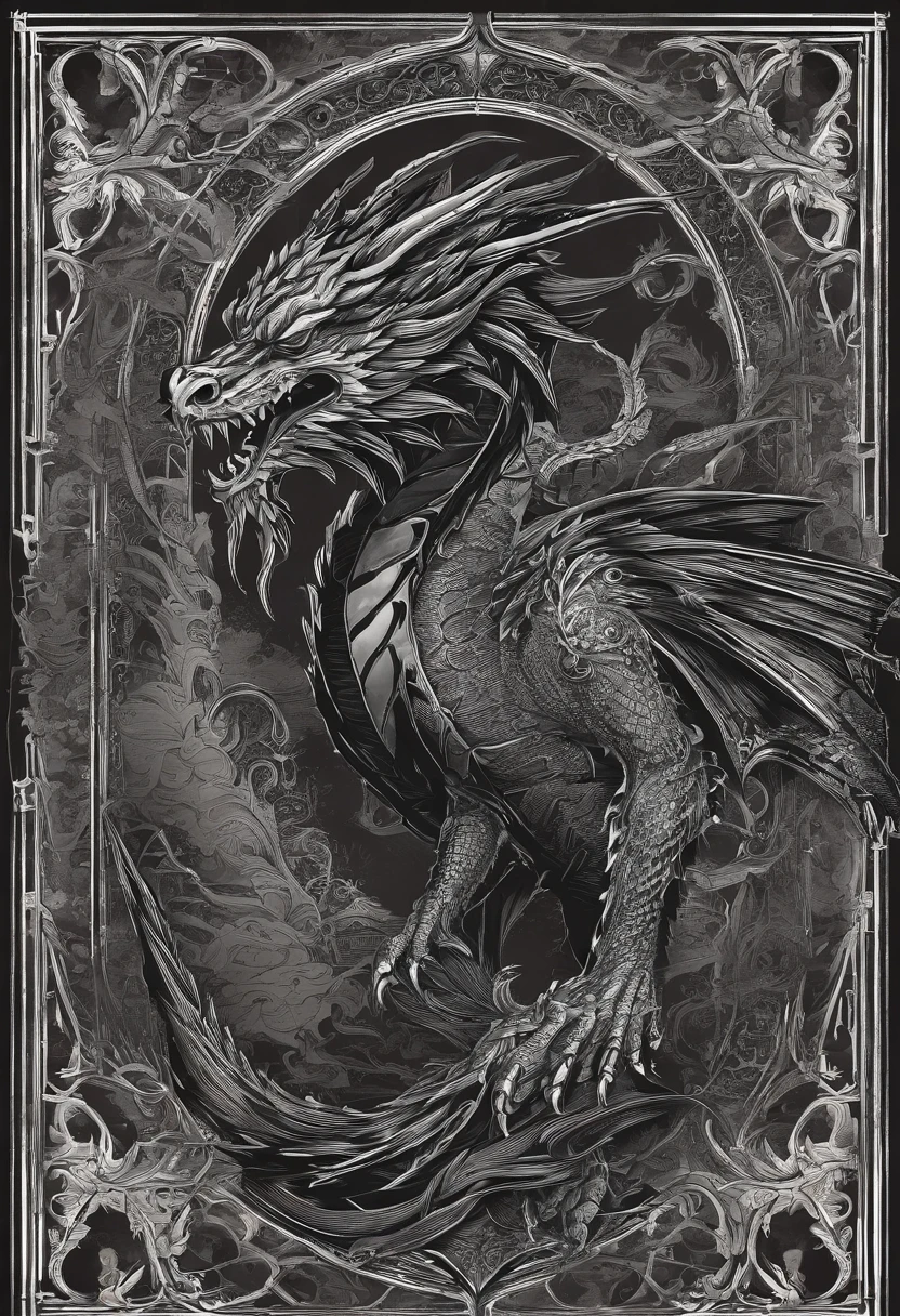 a drawing of Dragon flying with sharp teeth and sharp teeth, Dragonアート, Magnificent pencil illustration, 詳細なDragon, By Adam Marcinski, By Sava Šmanovic, Arthur Pang, Dragon, よくデザインされた雌のDragon, The entire wing appears and opens