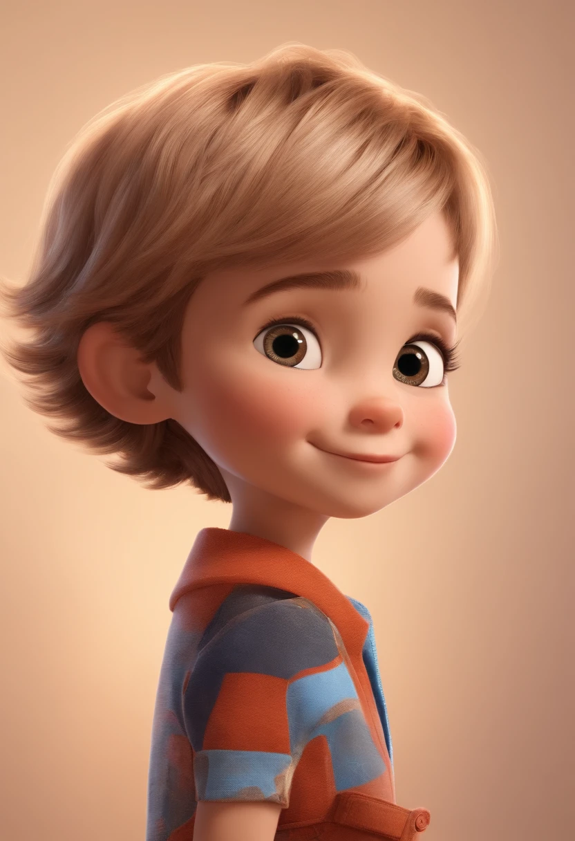 a happy cute kid standing short hair, vestindo uma fantasia espacial, , fundo branco, barnet, Tom, Estilo Pixar, ....3d, desenhos animados, rosto detalhado, asymmetrical 16k