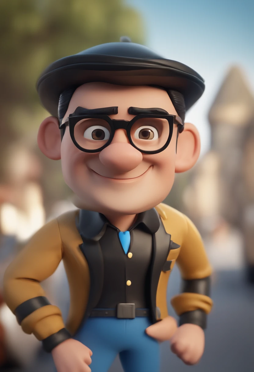 Cartoon character of a man in black glasses and a blue shirt, Two-headed body,animation character, Stylized characters, animation style render, Stylized 3D, Arnold Maya Lender, 3d rendering stylized, toon render keyshot, 3dcharacter, 3dcharacter, 3D rendering stylized, 3 d character render, comic book character, close up character, Character Pose, (pixer style) (Master Parts:1.2) (Bokeh) (Best Quality) (detailedskin) (detailed texture) (8K) (clay) (Cinematic lighting) (foco nítido