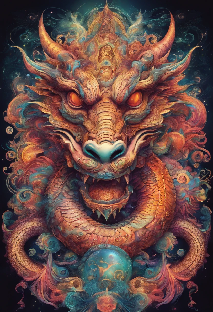 Cartoon auspicious dragon head totem