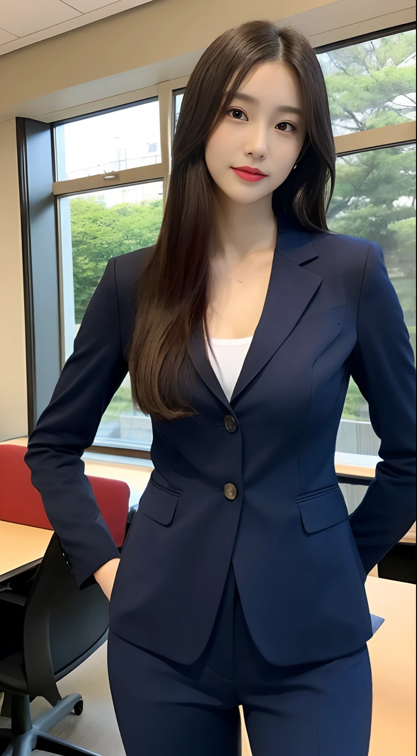 Tall and slender beauty、The beauty of the suit、Colossal tits、undershirt、Cool Beauty、Career Woman、Japan beauties、modeled、tiese,Office room,windows
