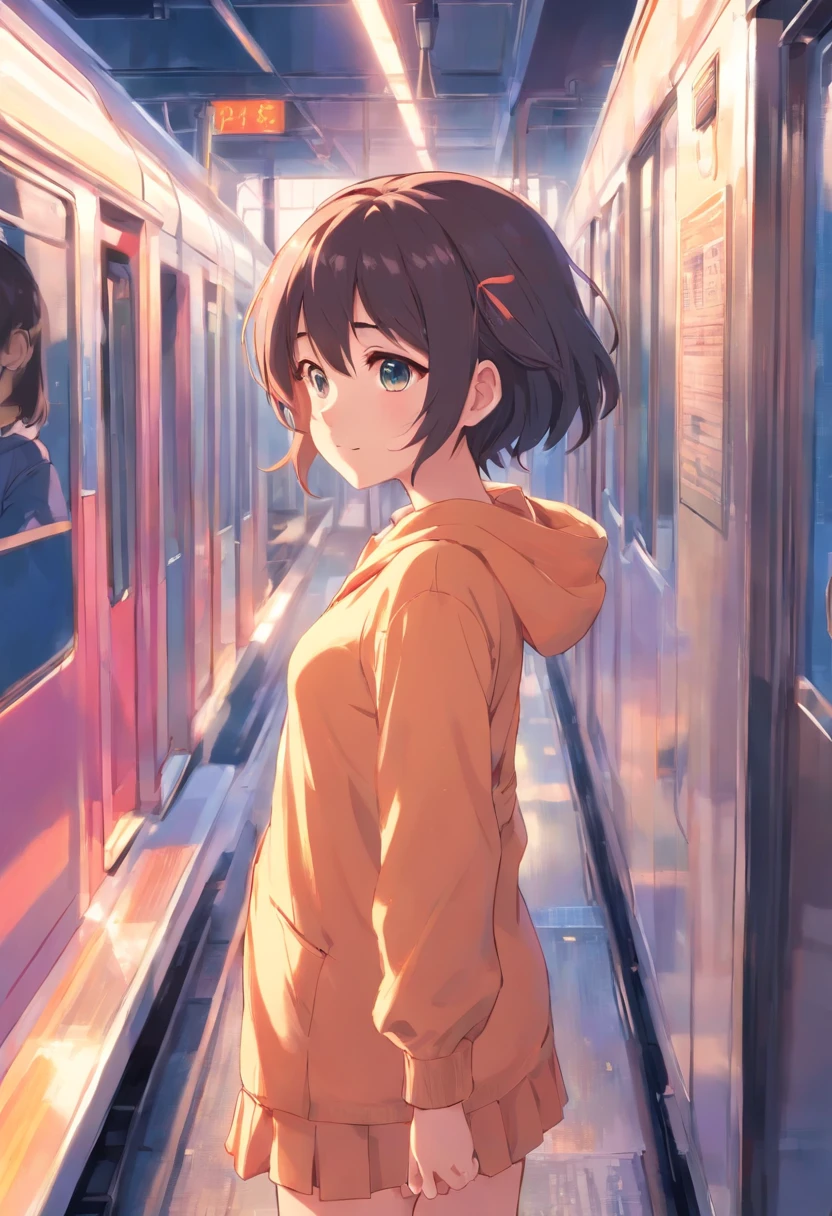 Linda ,desnuda, exibiendose. en el tren, sonrojada, llorando