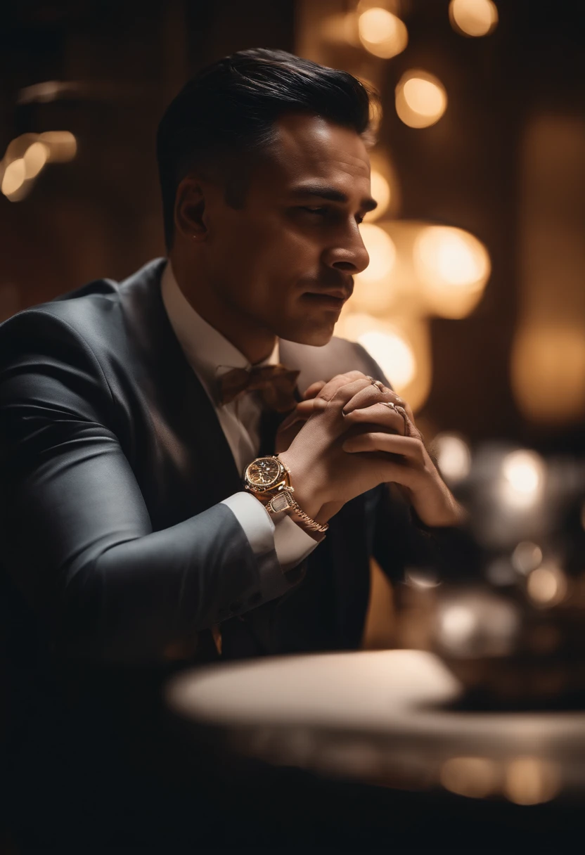 Portrait of father、Dress like a rich man、luxury watch、Luxury necklaces