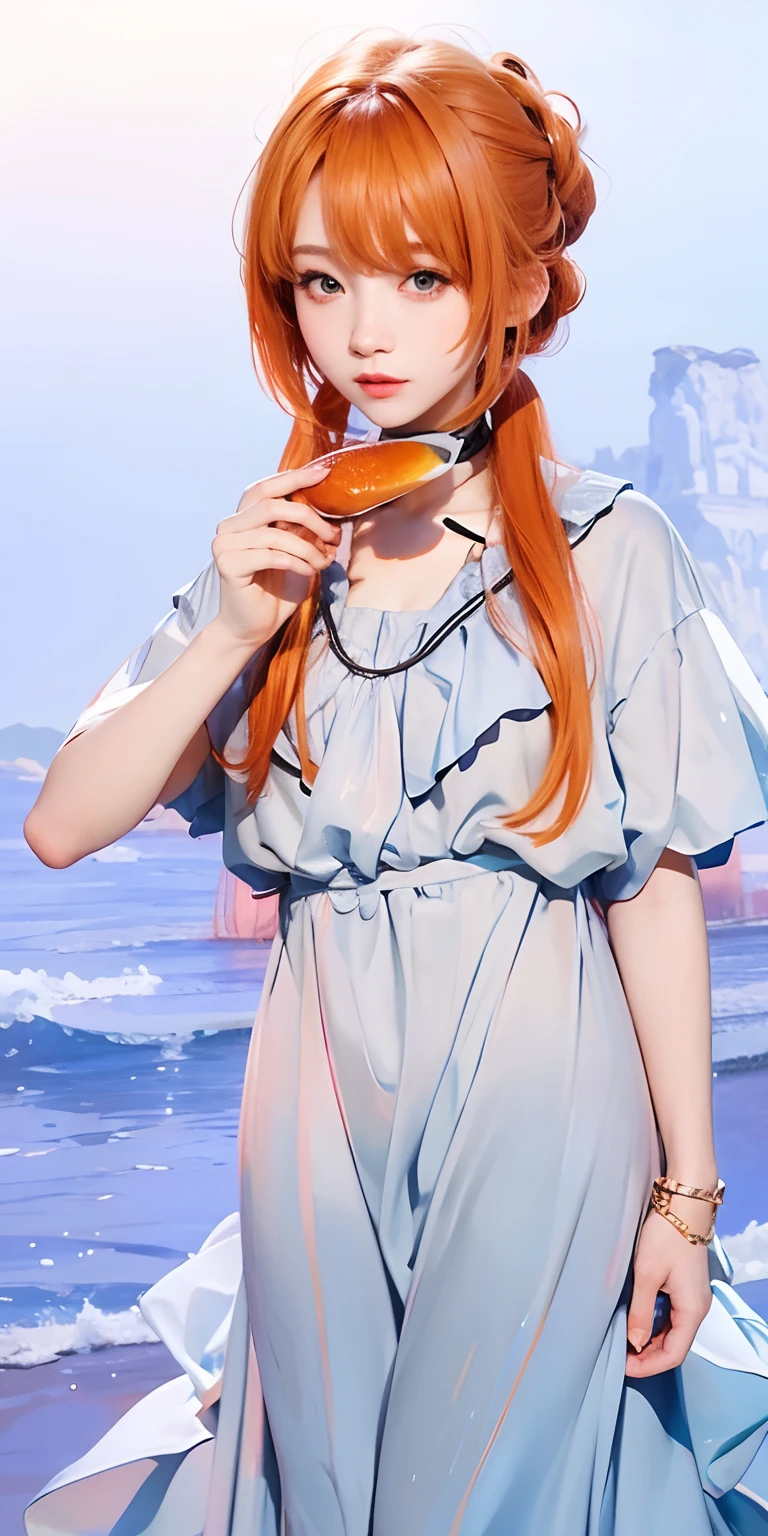 1girl,orange hair, high quality, ultra detailed, masterpiece, realistic