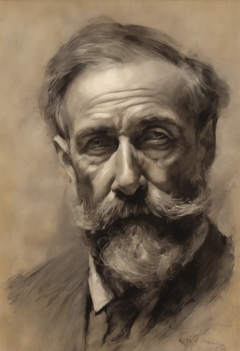 Retrato de um homem com uma barba grande, Corrosion in dry spot, extremamente detalhado, hatching, hiper-realista, aquatint, desenho de linha, realismo, litografia, Washi, trending on ArtStation, foco nítido, Studio photo, detalhes intrincados, altamente detalhado, Directed by: Greg Rutkowski
