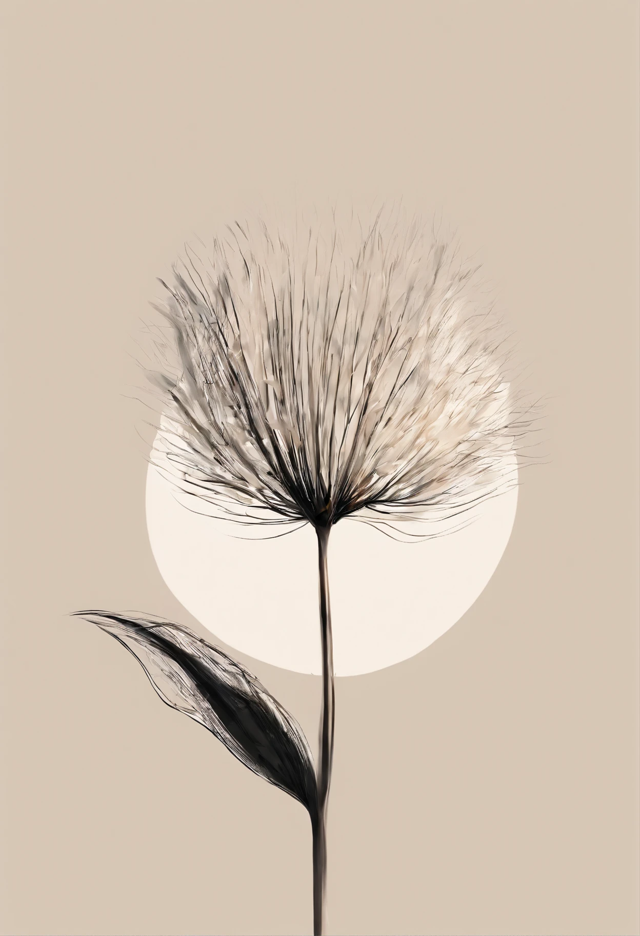 Create a minimalist yet simple work of art,Flowers and plants are depicted,the trees,Vast and inhospitable landscapes, Bask in warm golden tones. --AR 3:2