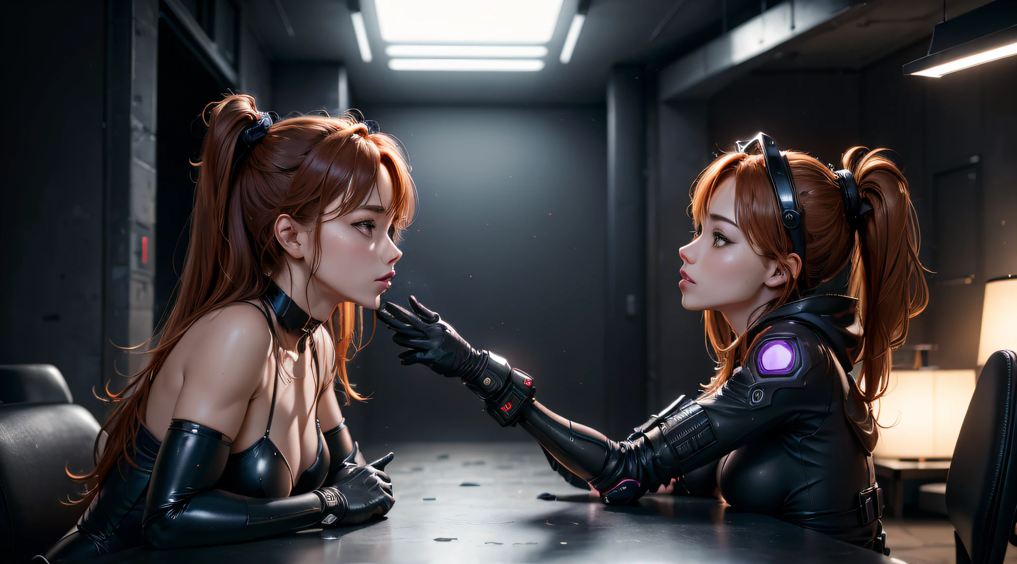 ((Asuka Langley Shikinami)), ((Das Licht kommt von unten)), ((Licht kommt vom Boden)), ((braunhaarig)), ((blaue Augen)), ((Better quality)), ((Meisterwerk)), (sehr detailliert:1.3), ............3d, beautiful ass, (Cyberpunk:1.3) ((Nackt))) ((Sehr kurzes Foul)) ((perfekter)) ((-Ansicht)) (((Transparentes Strumpfhaus))), wirkliches Leben, HDR (Hoher dynamischer Bereich), Raytracing, NVIDIA RTX, super resolution, Unreal 5, Sprinkling ring under the surface, PBR-Texturen, Postprocesamiento, Anisotrope Filterung, depth of fields, maximum sharpness and sharpness, Mehrschichtige Texturen, Albedo- und Spekulationskartierung, Surface Shading, accurate simulation of light-material interactions, Perfekte Proportionen, Oktan-Darstellung, Duotone-Beleuchtung, ISO unten, white balance, Drittelregel, wide aperture, 8K ROH, Hocheffiziente Subpixel, Subpixel-Faltung, Glowing particles,