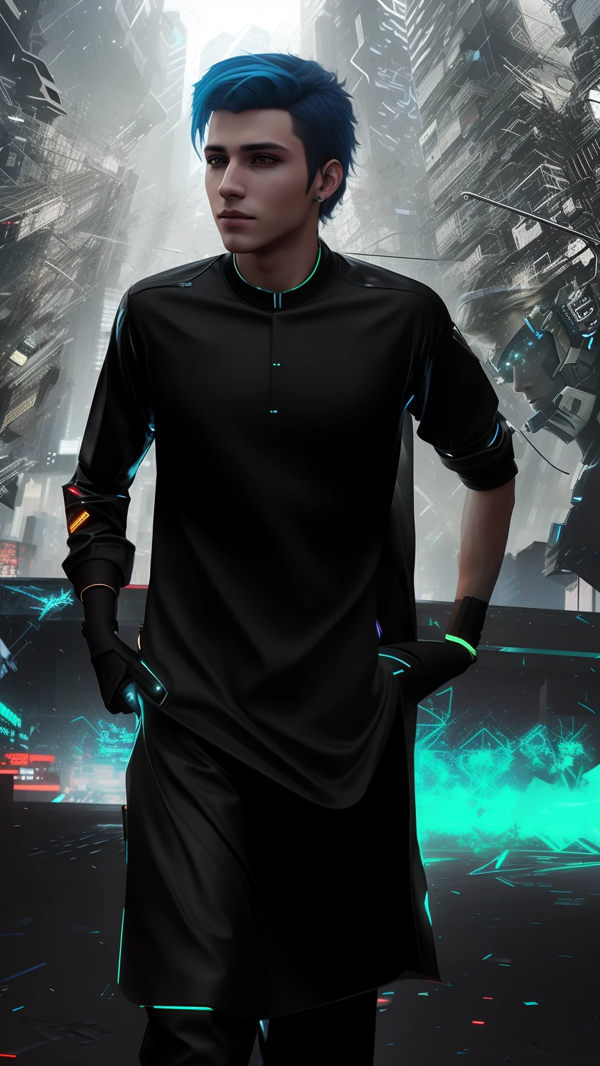 Change background cyberpunk handsome boy realistic face 8k ultra realistic