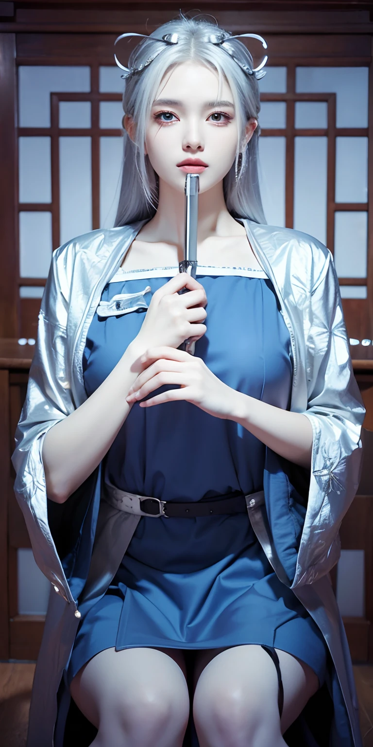 1girl, silver hair, high quality, ultra detailed, masterpiece, realistic