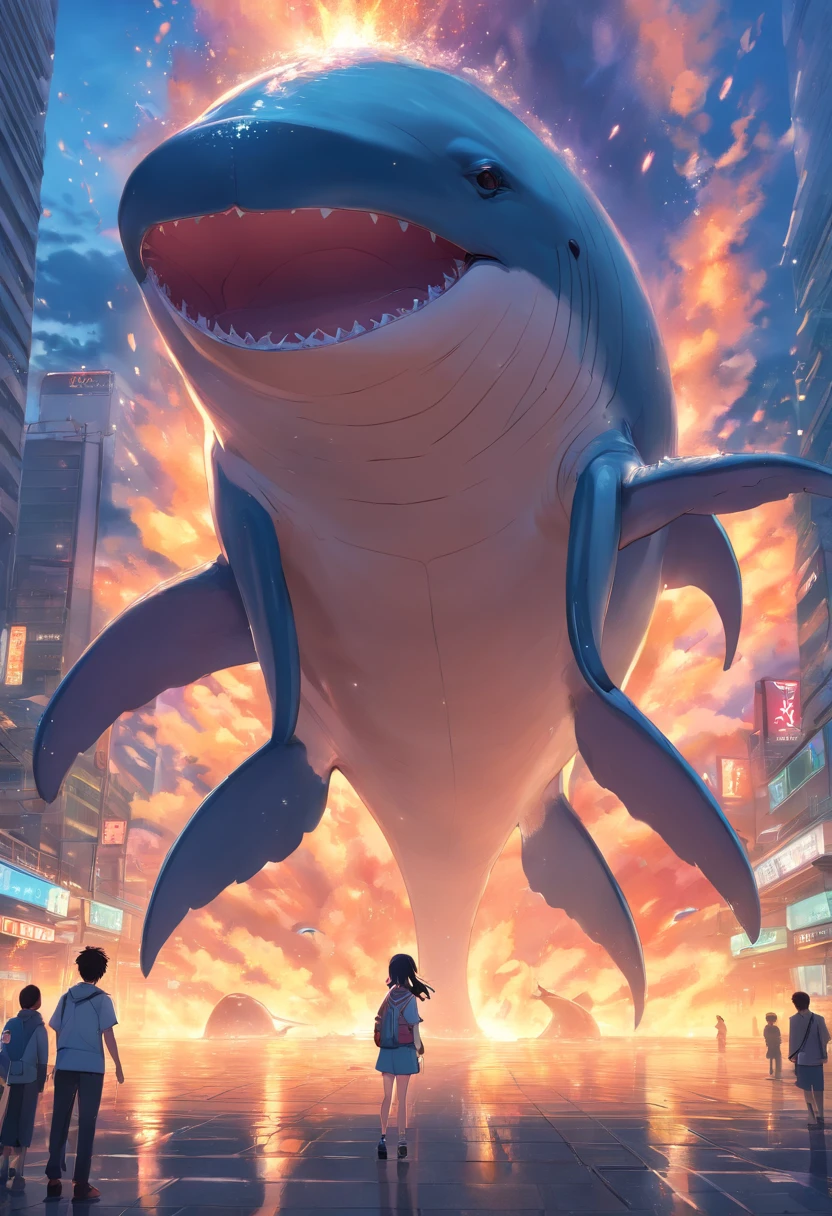 Cinematic image effects,Invading alien whales,Giant whale monsters,canny,Blood Beth,,Killing intent,Full body like,War,The city was destroyed,The crowd dispersed for life,blasts,fire glow,Burst,of a real,Carefully drawn facial features,Realistic skin texture,Dark style,depth of fields,Highlight,Real light,Ray traching,oc rendered,Hyper-realistic,best qualtiy,8K,Works of masters,super-fine,Detailed pubic hair,