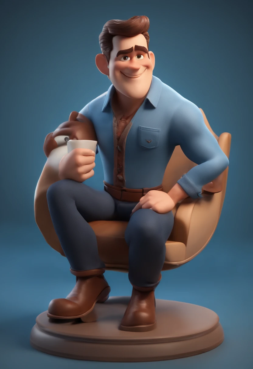 Personagem de desenho animado de um homem usando e uma camisa azul, um personagem animado, Caractere estilizado, animation style rendering, 3D estilizado, Arnold Maya render, 3 d render stylized, toon render keyshot, Personagem 3D, Personagem 3D, 3d rendering stylized, 3 d character render, personagem de desenho animado, Personagem de close up, Pose de personagem, (Estilo Pixar) (master part:1.2) (Bokeh) (best quality) (pele detalhada) (textura detalhada) (8k) (argila) (Cinematic lighting) (foco nítido,Senta e vaza a parte superior do corpo