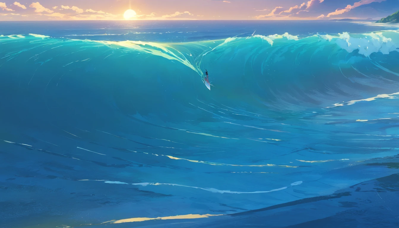 Ocean Blue Color, longshot, rendered in unreal engine 5, Realistic, detaileds, ultra-quality, dark sky, No human, No living creatures, There is no earth, No rocks, Pacific,Huge waves,gusty,hopelessness,realisitic