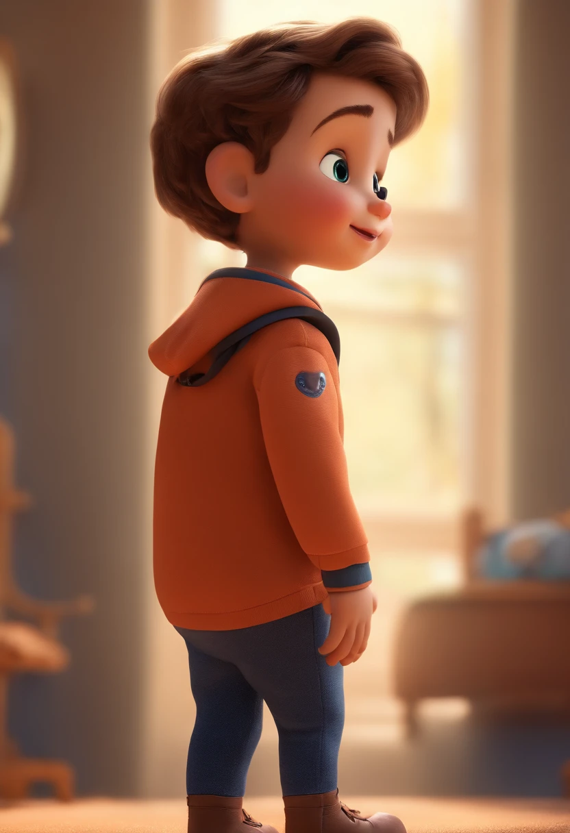 a happy cute ??? standing short hair, vestindo uma fantasia espacial, , fundo branco, barnet, Tom, Estilo Pixar, ....3d, desenhos animados, rosto detalhado, asymmetrical 16k