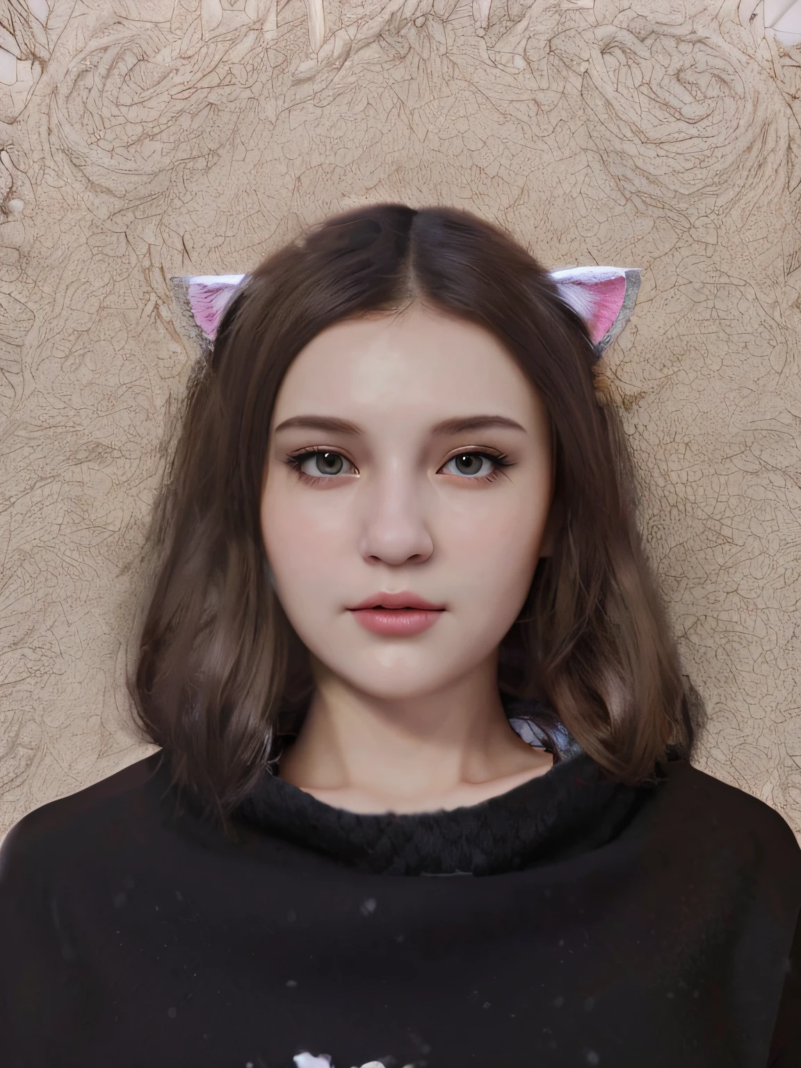 Loira do cabelo longo liso, rosto retangular, olhos de gato, verdes claro, boca meio carnuda, nariz medio empinado, magra