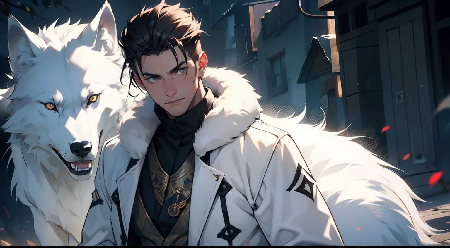 Dark-haired young man,White Wolf,