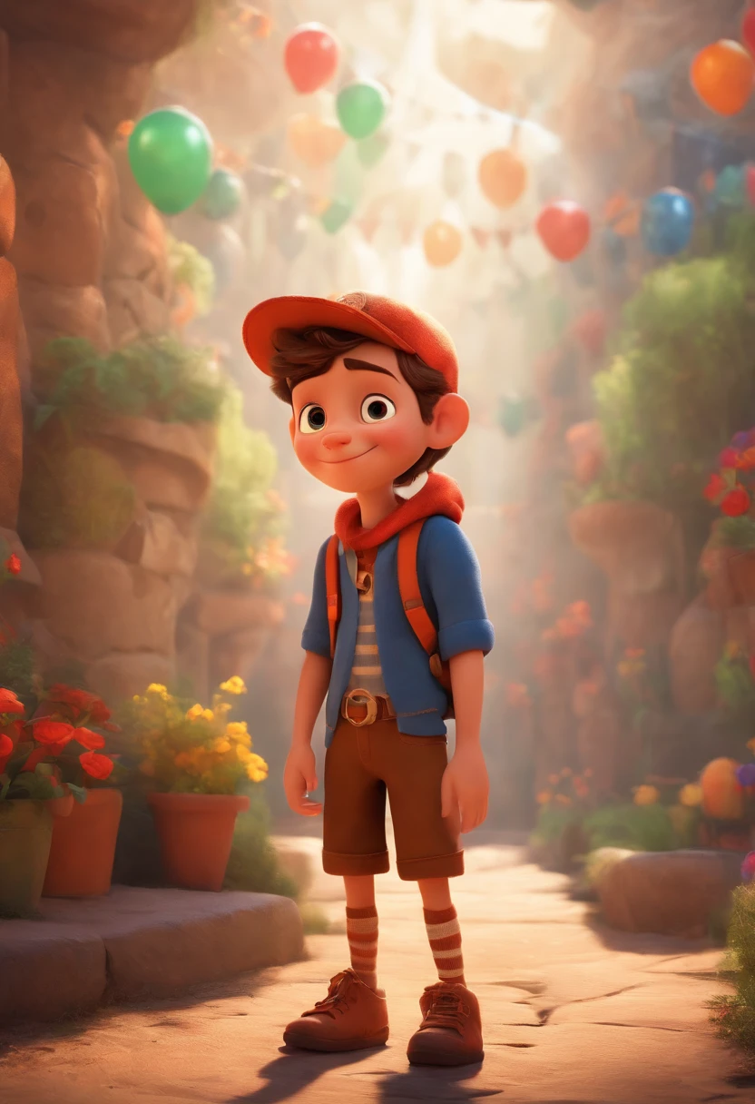 Image of a boy for a story in a YouTube video in Pixar format, He's the little allabester, He's the class leader, He's outgoing, Playful and gets up for a lot of things