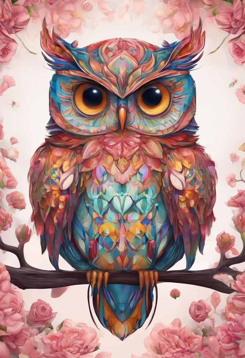 Draw a colorful owl with flowers, Cute detailed digital art, lovely digital painting, adorable digital art, Beeple and Jeremiah Ketner, cute owl, cute detailed artwork, cute 3 d render, digital painting highly detailed, cute colorful adorable, highly detailed digital artwork, highly detailed and colored, digital art highly detailed, cute artwork