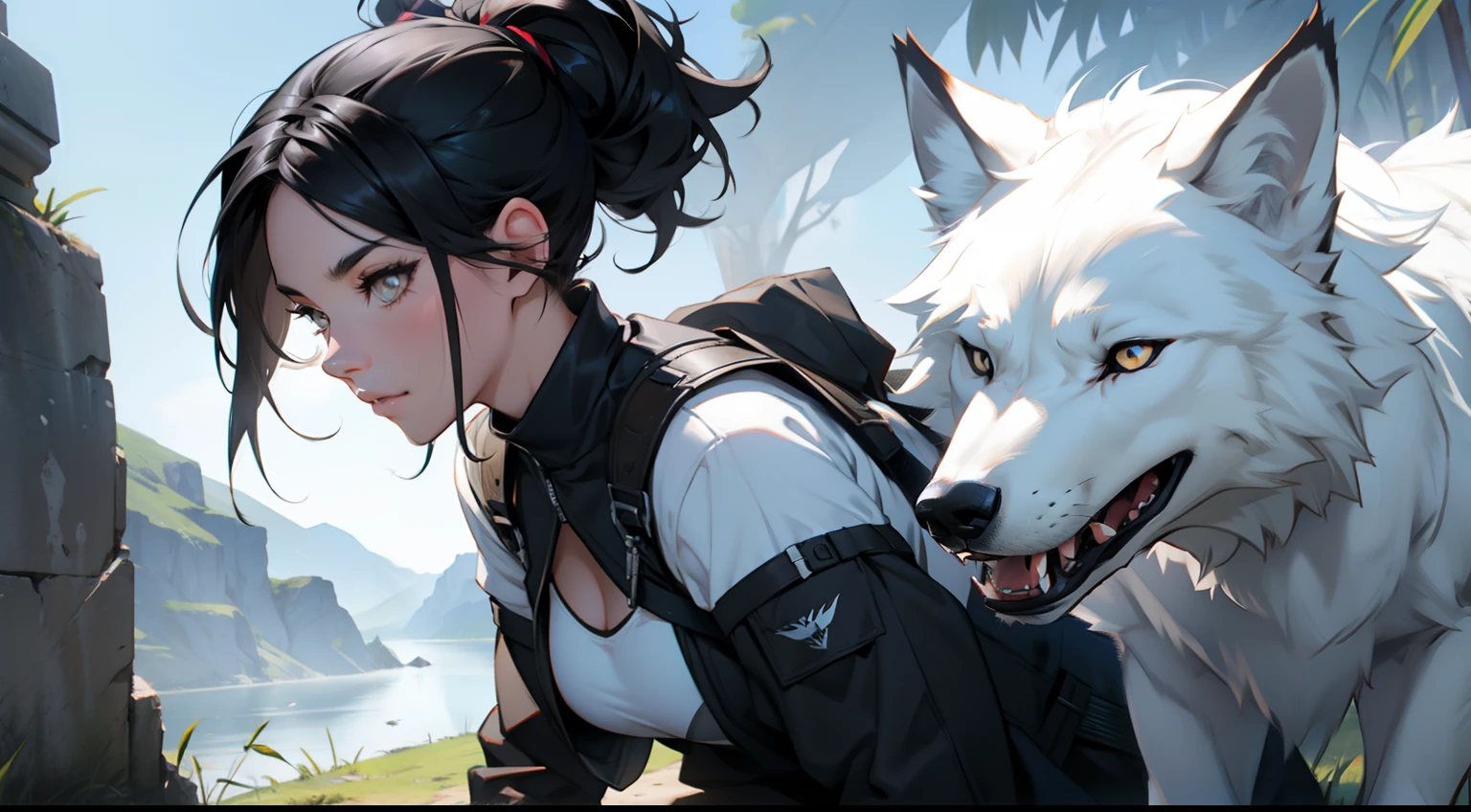 girl with black hair,White Wolf